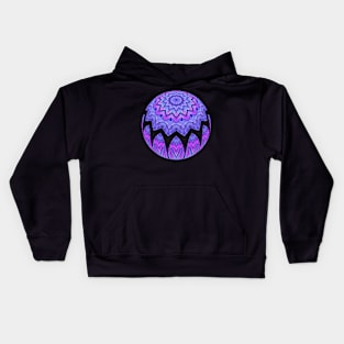 Cool tones mandala in blue and fuchsia Kids Hoodie